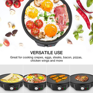 Meilleure vente Portable 1200W Pizza Maker ménage cuisine crêpières avec bouton réglable en température 30 CM 11.8 12 pouces plaque - Product Image 2
