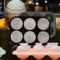 Moule à glaçons sphériques en silicone en gros, 6 cavités, plateau à glace pour hockey, plateau à crème glacée en silicone de qualité alimentaire, moule à glaçons d'été