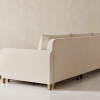 Canapé modulaire sectionnel moderne en tissu avec cadre en bois massif, double chaise longue, design en U, pieds en bois pour salon et chambre
