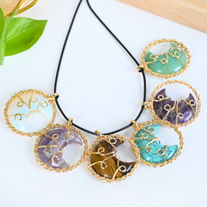 CHUSE New Design Natural <b>Crystal</b> Handmade Wire Wrapped <b>Moon</b> Pendant Necklace for Jewelry Making - Product Image 3