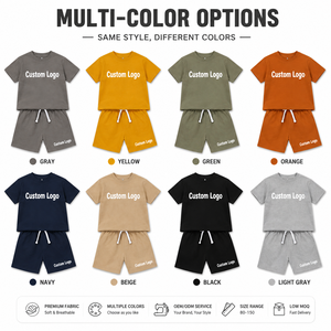 Set <span class=keywords><strong>di</strong></span> Abbigliamento Estivo per <span class=keywords><strong>Ragazzi</strong></span> in Cotone con Logo Personalizzato, T-Shirt Oversize e Pantaloncini, 2 Pezzi per Sport all'Aperto, Scuola e <span class=keywords><strong>Vita</strong></span> Quotidiana - Product Image 2