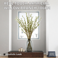Ranting Willow Buatan Real Touch 106cm dengan Buah Berry, Semprotan Tanaman Hijau Palsu untuk Dekorasi Vas, Rumah, dan Pernikahan