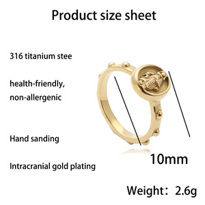 Men's Gold <b>Skull</b> <b>Ring</b> Retro Punk Style Stainless Steel Face Design Jewelry Gift 27035 - Product Image 5