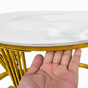 Juego de Mesa de Centro Blanca (2 Piezas), Mesa de Centro Redonda de 27.6 Pulgadas, Elegante Mesa de Centro con Base de Polvo Dorado para Sala de Estar - Product Image 5