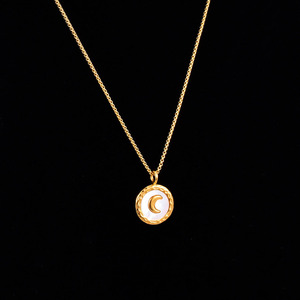 Hochwertige 18 Karat vergoldete Edelstahl Mond Anhänger Halskette Schmuck White Shell Moon Anhänger Halsketten für Frauen Männer - Product Image 4