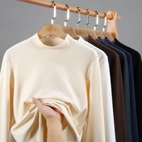 Chemise thermique vintage en polyester pour homme, col montant, manches longues, doublure polaire chaude, couche de base, personnalisable