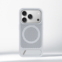 Coque de protection en métal à grille alvéolée pour iPhone 18 17 Pro Max Air 16 15 avec support de refroidissement et dissipation thermique pour chargement sans fil