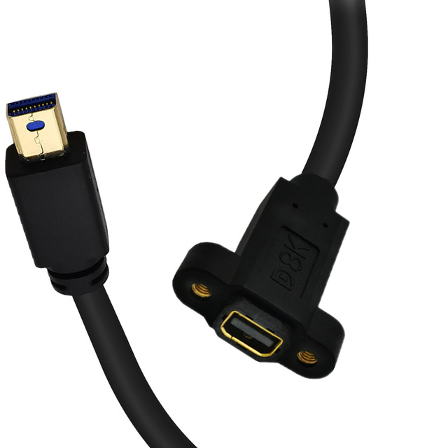 8K 1.4V Mini DisplayPort Male to Female 90 Degree up & Down & Left & Right Angled with Screw Hole Panel Mount Mini DP