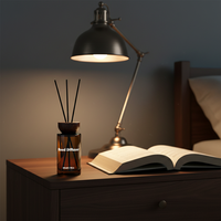 Diffuseur de parfum en verre ambré de luxe avec bouchon en bois |   Diffuseur d'arômes frais longue durée 200 ml, sans BPA, sans alcool, pour la maison, le bureau, la décoration d'hôtel