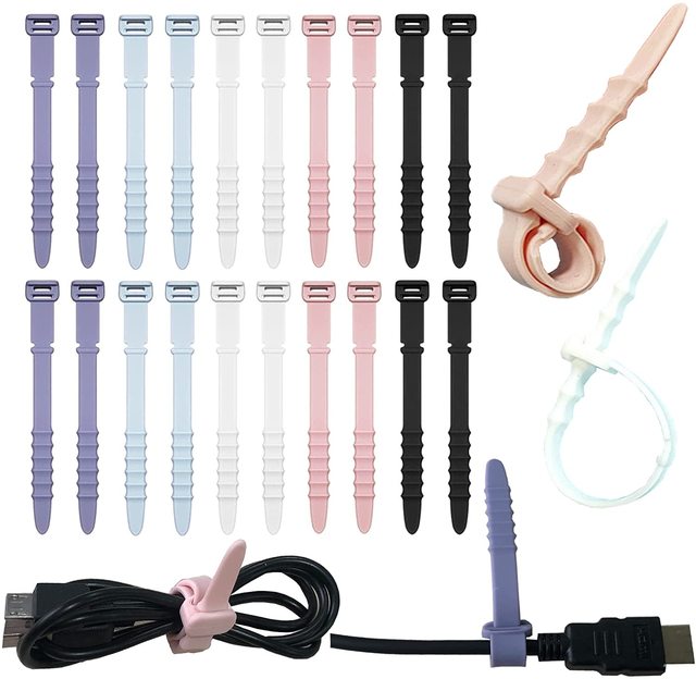 Silicone Cable Ties Cable Silicone Cord Organizer Straps Reusable Cable Zip Ties Reusable Wire Ties