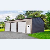 Garage économique moderne à ossature métallique avec panneaux isolants, auvents de stationnement pour voitures, abri préfabriqué en acier léger, mini-entrepôt