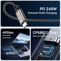 Cable USB4 Tipo C de 8K, 40Gbps, 80Gbps, 240W, PD3.1, QC4.0 para Samsung Thunderbolt 4, Cable de Carga Rápida Thunderbolt 3, USB C a C para Datos