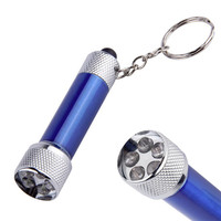 Senter Gantungan Kunci LED Hadiah Promosi Warna-warni Aluminium Portabel 5LED Senter Mini Personal