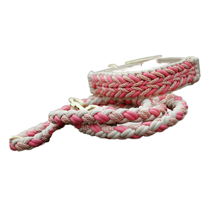 Luxe handgemaakte hondenriem en halsbandset van geweven nylon touw voor middelgrote en grote honden, geschikt voor wandelen, training en buitengebruik. - Product Image 1