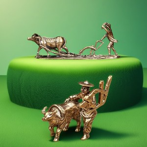 Figura de bronce KI Tengqiao de granjero cultivador, anciano y vaca, mascota de té de cobre para oficina, regalo de colección artesanal - Product Image 3