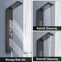 Kangrun nouveau lancement antirouille et durable noir premium en acier inoxydable mural salle de bain panneau de douche colonne système de tour