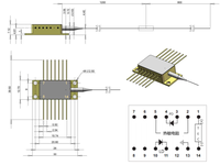 Paquet papillon 14 broches 1064nm 400mW FBG Module de diode laser à pompe refroidie Diode laser à faible contrainte 1064nm 400mW