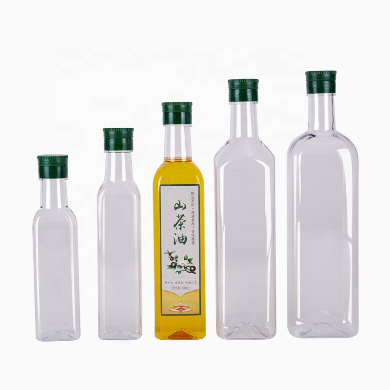 Garrafa de óleo de camélia 250ml, garrafa de óleo de plástico para enchimento de óleo de azeite de estimação 500ml 750ml 1000ml