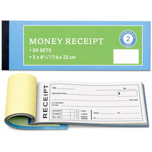Carnet <span class=keywords><strong>de</strong></span> reçus <span class=keywords><strong>de</strong></span> <span class=keywords><strong>paiement</strong></span> et <span class=keywords><strong>de</strong></span> locaison, 2 feuillets autocopiants, 50 jeux, pour propriétaires et petites entreprises, paiements en espèces - Product Image 1