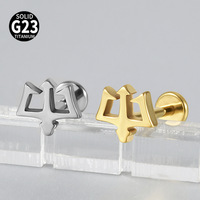 Piercing de mode en Titane F136, motif Trident de Neptune imposant, barre plate à filetage interne, pour l'oreille et le lèvre