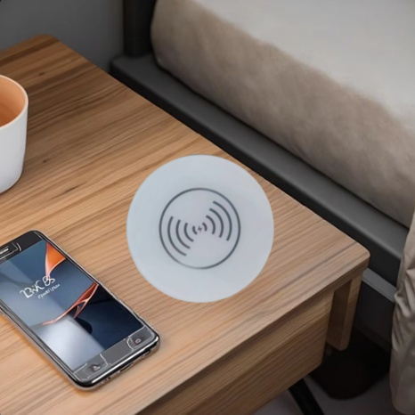 JIECI Model 02 60mm Hole Embedded PC Desktop Wireless Charger Universal 20W Fast Charging Hidden Furniture Table Mobile Phone