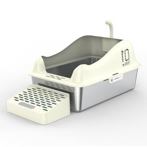 Caja de arena para gatos de acero inoxidable, antisalpicaduras, grande, semicerrada, inodoro para gatos, suministros de limpieza para mascotas, bandeja de arena abierta para gatos - Product Image 6