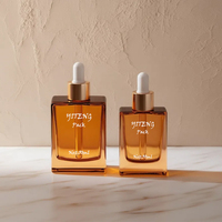 Botol Serum Kaca Matte Mewah 30ml 50ml 100ml untuk Minyak Esensial dengan Tutup Bambu Emas Perak
