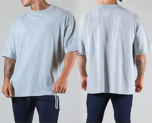T-shirts de sport amples et épais en coton <span class=keywords><strong>pour</strong></span> hommes, grandes tailles, style streetwear uni, supportant la personnalisation par le fabricant - Product Image 3