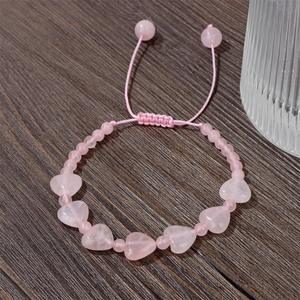 Pierre naturelle 7 Chakra Rose Quartz Coeur Bracelet Cordon <span class=keywords><strong>Tissage</strong></span> À La Main Coloré Amour pour Femmes Filles Cadeaux - Product Image 4