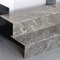 Carreaux d'escalier antidérapants aspect marbre gris 30*120cm, carreaux de marches en céramique et porcelaine sur mesure
