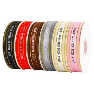 Satin Ribbon Organza Printed Best Wishes For You Gift Packaging Decorative Ribbon For Wedding Party Decoration - Product Image 2