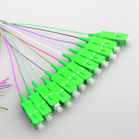 12 colores SC APC Pigtail OM1 OM2 OM3 Fibra óptica Pigtail FTTH CATV 0,9mm 1 metro Sm Telecomunicación SC FC LC ST PVC o LSZH