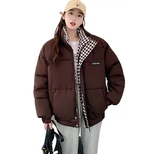 AIMINYZ Women Ladies Coats Zipper Fashion Design Women's Winter Short Puffer Jacket Popular Winter Thick Warm Short Coat Female