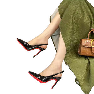 Scarpe da Donna Sexy con Tacco a Spillo Nero, Taglie Grandi, Scarpe Eleganti in Pelle con Retro Aperto e Punta Affusolata per Matrimoni, Banchetti e Occasioni Casual - Product Image 2