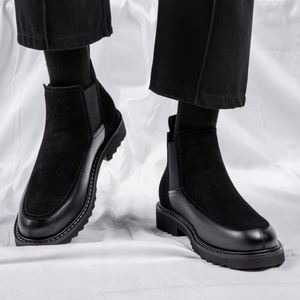 Bottines Chelsea en cuir véritable imperméables pour homme avec doublure en polaire, design haut de gamme - Bottines d'hiver tendance - Product Image 5