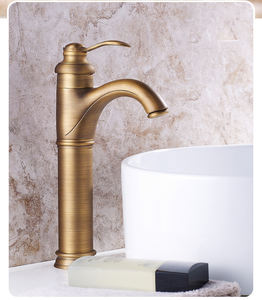 Robinet de lavabo en laiton de style traditionnel européen, monocommande, à montage sur comptoir, avec valve en céramique à <span class=keywords><strong>d</strong></span>ébit contrôlé, pour salle de bain et chambre, mitigeur <span class=keywords><strong>d</strong></span>'<span class=keywords><strong>eau</strong></span> - Product Image 3
