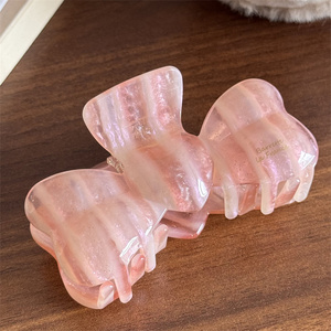 Pinza de pelo de acetato con diseño de lazo tridimensional, a rayas, estilo sencillo, para cola de caballo, para uso diario femenino, personalizable - Product Image 5