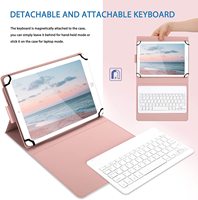 Étui en Cuir Universel avec Clavier Détachable Sans Fil pour Tablettes 9-10,1 Pouces (Compatible iPad, Samsung, Huawei, Kindle)
