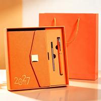 Agenda hebdomadaire et mensuel OEM Premium 2027 en anglais, portugais et espagnol, carnet de notes avec couverture en PU, coffret cadeau avec LOGO