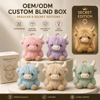 Highland Cow Meadow Pals Blind Box, Jouet en peluche personnalisé, Porte-clés animal en peluche, Blind Box, Vente en gros, OEM ODM, Approvisionnement direct usine