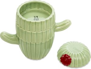 Juego de 4 tazas medidoras decorativas de cerámica con diseño de cactus para cocina, tazas medidoras de porcelana de varios tamaños a granel - Product Image 2