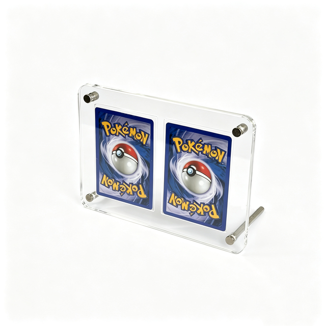 Acrylic Magnetic Trading Pokmon Card Holder Rounded Corner 2 Slot 3 Slot Sports Card Display Stand