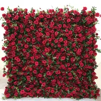 KCFW-200 vendita calda seta artificiale rosa parete decorazione di nozze fiore artificiale sfondo evento fiore parete