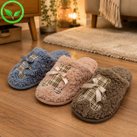 Pantoufles d'intérieur en peluche Teddy pour enfants, personnalisables, douces, chaudes, en fourrure, avec nœud en TPR, pour chambre à coucher, vente en gros