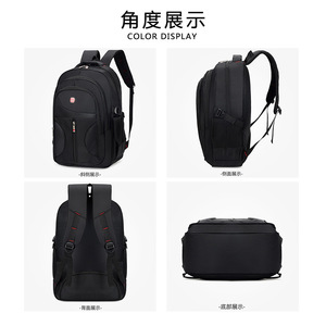 Men's Business <b>Backpack</b> <b>Large</b> Capacity 36-55L Laptop Bag For Travel And Commute Solid Color Black - Product Image 3