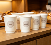 Gobelets en papier kraft à double paroi, durables, 10oz, 12oz, 16oz, très demandés - Logo personnalisé, écologiques, jetables, isolés, avec revêtement PE résistant à l'huile