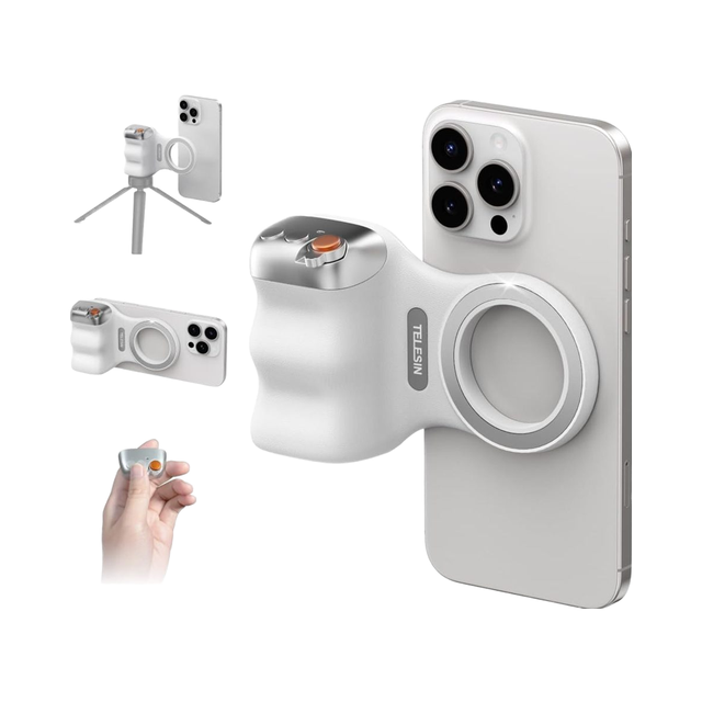 TELESIN Fun Shot Magnetic Phone Camera Handle DSLR Style Remote Control Shutter Grip Detachable Wireless Shutter Button 1/4"