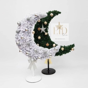 Ourwarm Eid Mubarak White Star and Moon Led Eid Tree Decorations Arbre Lune Crescent Ramadan Moon Tree - Product Image 1
