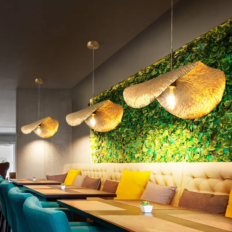 Arte nórdica criativa metal lustres pingente luzes hotel restaurante decoração interior Lotus folha forma lustre