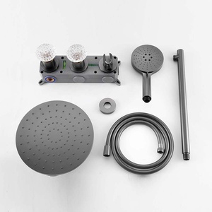 Cross-border Light Luxury Wall-<b>Mounted</b> Top <b>Spray</b> Round Shower Set All-Copper Hot Cold Hidden Pre-Embedded Chrome Concealed FL-08 - Product Image 1